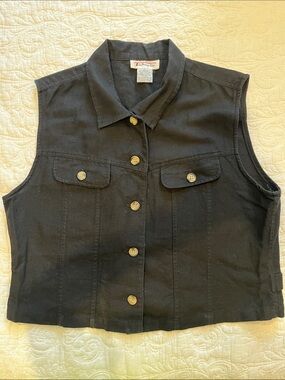 Talbots Black Sleeveless Linen Vest